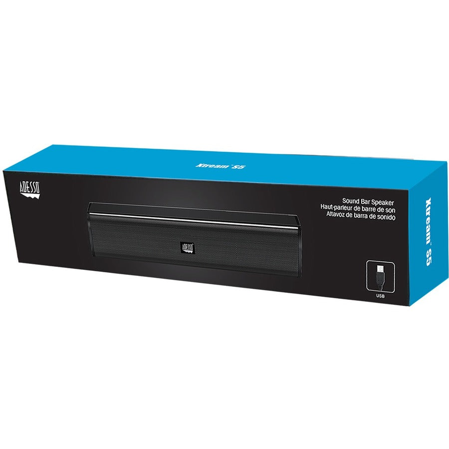 Adesso Xtream S5 USB-Powered Desktop Computer Sound Bar Speaker with Dynamic Sound- 5W x 2 - Portable Adesso Xtream S5 USB-Powered Desktop Computer Sound Bar Speaker with Dynamic Sound- 5W x 2 - Portable